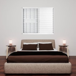 Janela Veneziana De Correr 3 folhas e 1 Fixa Com Grade Vidro Soft Branco MGM 100x120cm
