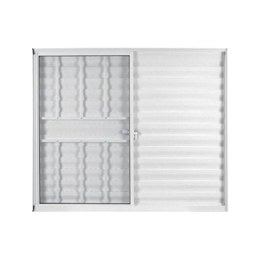 Janela Veneziana De Correr 3 folhas e 1 Fixa Com Grade Vidro Soft Branco MGM 100x120cm - Imagem principal - 292f337e-ef92-4a66-bc12-8b3b5d108970