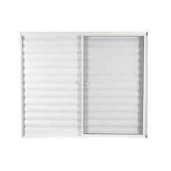 Janela Veneziana De Correr 3 folhas e 1 Fixa Vidro Liso Soft Branco MGM 100x100cm