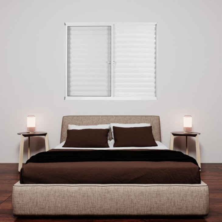 Janela Veneziana De Correr 3 folhas e 1 Fixa Vidro Liso Soft Plus Branco MGM 100x100cm