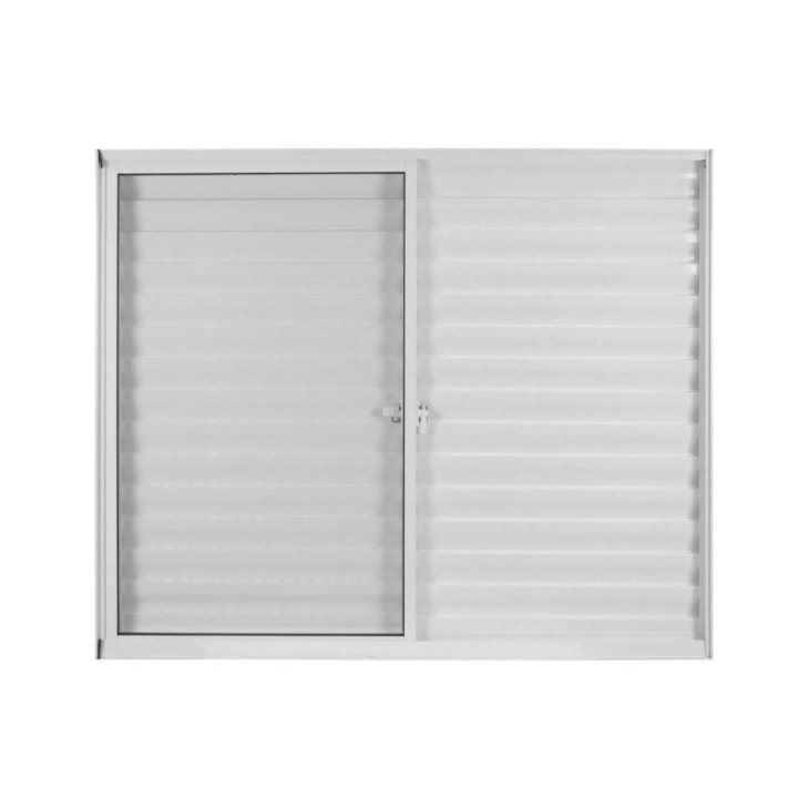 Janela Veneziana De Correr 3 folhas e 1 Fixa Vidro Liso Soft Plus Branco MGM 100x150cm