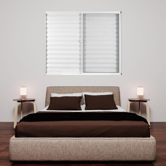 Janela Veneziana De Correr 3 folhas e 1 Fixa  Vidro Mini Boreal Soft Branco MGM 100x100cm - Imagem principal - bdfba9ec-ca51-46f3-8a53-a76267243b4d