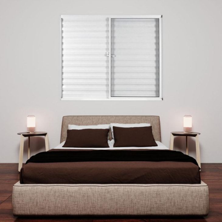 Janela Veneziana De Correr 3 folhas e 1 Fixa  Vidro Mini Boreal Soft Branco MGM 100x100cm