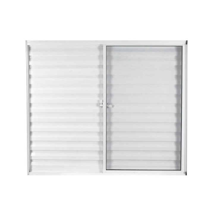 Janela Veneziana De Correr 3 folhas e 1 Fixa  Vidro Mini Boreal Soft Branco MGM 100x100cm