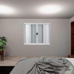 Janela Veneziana Ecoflex 3 Folhas Vidro Em Aço Minas Sul Branco MGM 120x150xcm