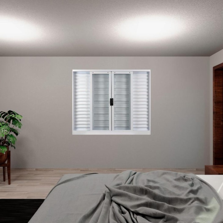 Janela Veneziana Ecoflex 3 Folhas Vidro Em Aço Minas Sul Branco MGM 120x150xcm