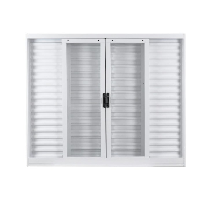 Janela Veneziana Ecoflex 3 Folhas Vidro Em Aço Minas Sul Branco MGM 120x150xcm