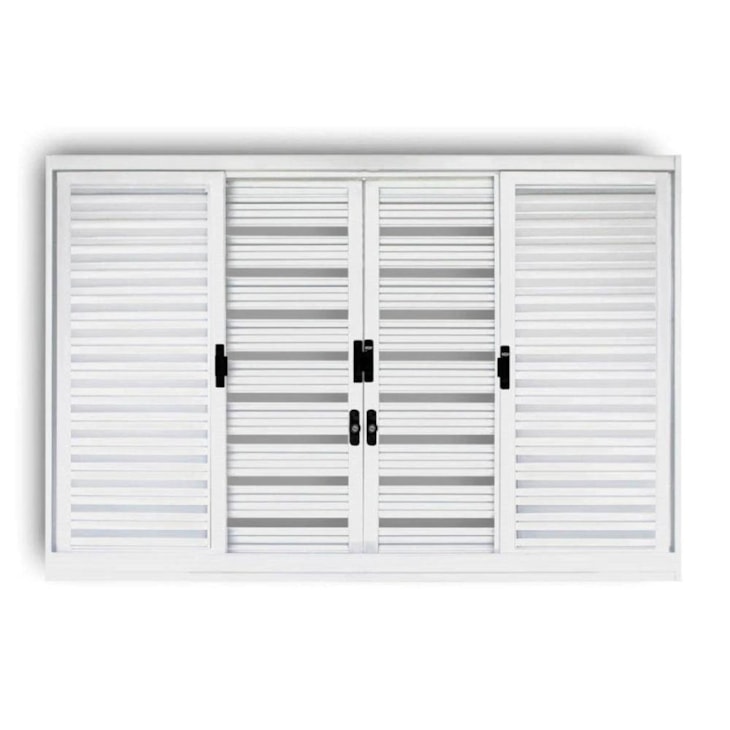 Janela Veneziana Ecoflex 6 Folhas Com Vidro Branco MGM 120x150x12cm