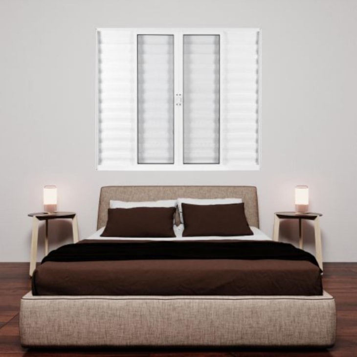 Janela Veneziana Soft 6 Folhas Vidro Liso Em Alumínio Branco MGM 100X120cm