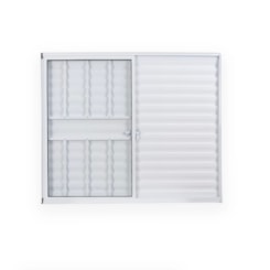 Janela Veneziana Soft Plus 3 Folhas Vidro Liso Com Grade Em Alumínio Branco MGM 100x100