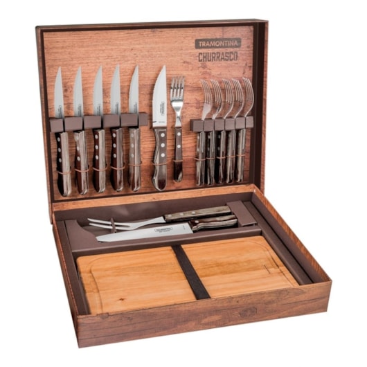 Jogo De Churrasco Em Inox Com 15 Peças Tramontina Polywood 21198/970 - Imagem principal - 8fd2e906-382b-4ca3-be07-3b130b4d3d15