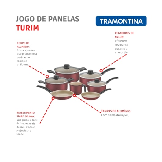 Jogo De Panelas De Alumínio 7 Peças Turim Tramontina - Imagem principal - 5817e27b-f3eb-4623-b36e-4c9f2347fa69