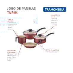 Jogo De Panelas Em Alumínio Com 4 Peças Tramontina Turim 20298/796