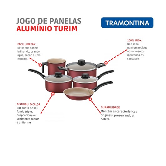 Jogo De Panelas Em Alumínio Com 5 Peças Tramontina Turim - Imagem principal - 970b899e-f532-4902-aa86-8ca2023f07ce