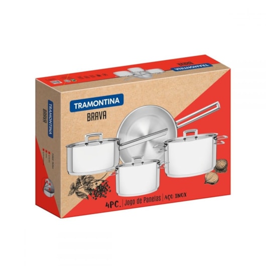 Jogo De Panelas Em Inox Brava Com 4 Peças 65400/020 Tramontina - Imagem principal - 573095c1-5045-4eea-a12f-2b108c4f32b5
