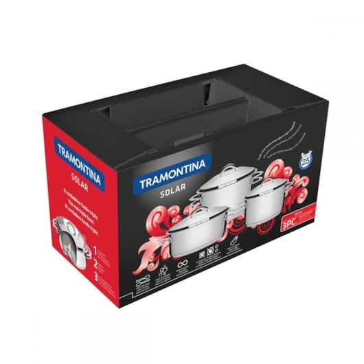 Jogo De Panelas Em Inox Solar Com 3 Peças 65510/740 Tramontina - Imagem principal - 03b16360-9c86-446d-bdf6-a933daa7a224