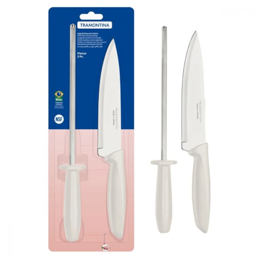 Jogo Facas Tramontina Chaira Plenus Inox Off-White 2 Peças - Imagem principal - b652095a-89c3-4472-a1de-1e4085cf3b35
