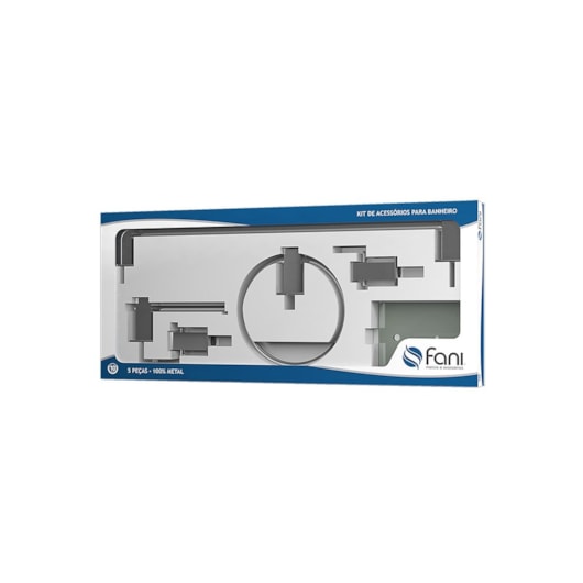 Kit 5 Acessórios Metal Banheiro Cromado Bella 220 Fani Metais - Imagem principal - cdf686ef-7e18-43e8-a8a5-102bad40a0d4