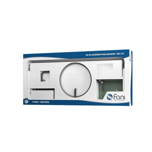 Kit Acessórios Com 5 Itens Iris 58 C42 Cromado Fani Metais - Imagem principal - 1ee493a3-f5e8-4592-96bb-2cf4b8e777d9