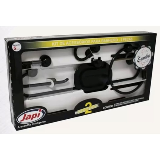 Kit Acessórios Para Banheiro 5 Peças Preto Japi - Imagem principal - cea30946-f0d2-48da-9047-6266b5d52f79