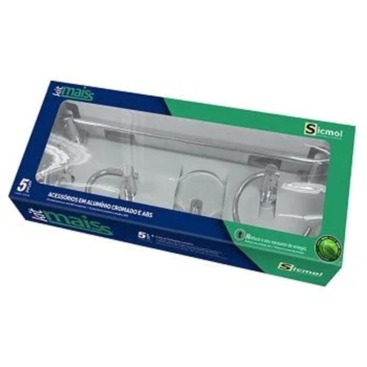 Kit Acessórios Para Banheiro Alumínio Com 5 Peças Sicmol - Imagem principal - 0cfea748-c45c-4a8c-b441-894becae843c