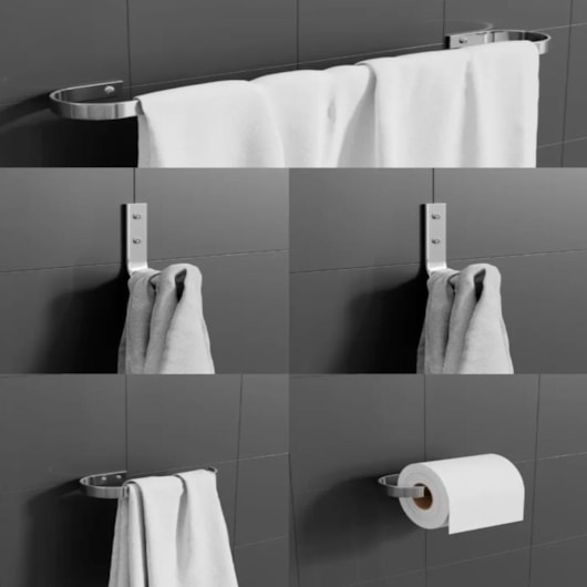 Kit Acessórios Para Banheiro Alumínio Sicpremium Com 5 Peças Sicmol - Imagem principal - 60fd2c29-5ef3-4440-87da-84e2b3d5c733