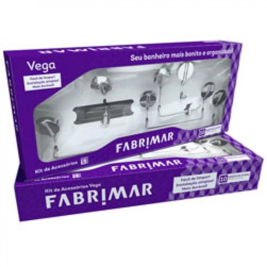 Kit Acessórios Para Banheiro Vega 5 Peças Fabrimar - Imagem principal - c09f11b9-c177-4bdd-a5ce-d39f18a923ff