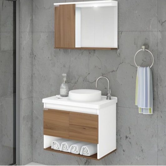 Kit Bergamo Suspenso Para Pia Duas Portas E Espelho Rorato 63,5cm - Imagem principal - 6aeb085f-1137-46a6-a97b-cc90366207ba