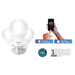 Kit Com 3 Lâmpadas Inteligentes LED Smart Wi-Fi Bulbo Pera NEO 10W Luz Dimerizável Amarela-Branca Base E27 Bivolt Avant
