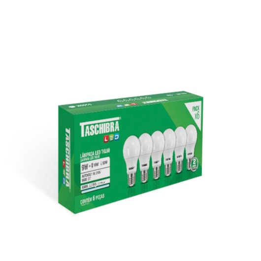 Kit Com 6 Lâmpadas Led Tkl60 6500K 19092 Taschibra 9W - Imagem principal - ebb99b98-30cc-49eb-b880-b97c2ab259e2