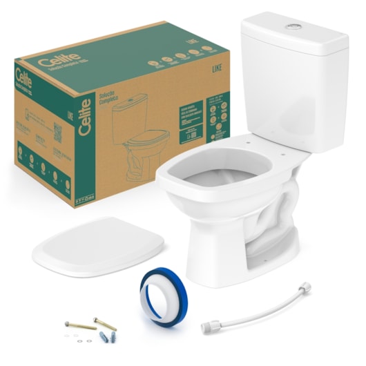 Kit Completo Vaso Sanitário Com Assento PP E Acessórios Com Caixa Acoplada Like Branco Celite - Imagem principal - 78e1dd78-fb42-44f5-b638-c536fe2d1a5c