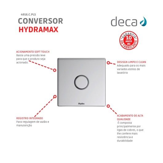 Kit Conversor Hydra Max Para Hydra Plus 1.1/4 1.1/2 Cromado Deca - Imagem principal - 90607860-0e79-46c4-b9e7-fe45c6cb3227