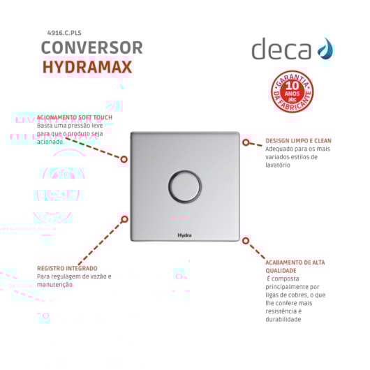 Kit Conversor Hydra Max Para Hydra Plus 1.1/4 1.1/2 Cromado Deca - Imagem principal - f05d4318-5f98-4465-9098-9b6d681cd7b1