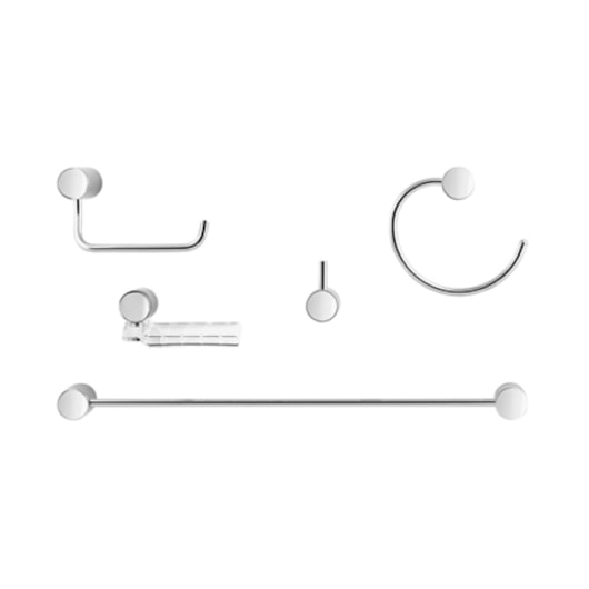 Kit De Acessórios Com 5 Peças Single Cromado Docol - Imagem principal - 33acfd53-8fc2-4257-91cd-112546ed2542