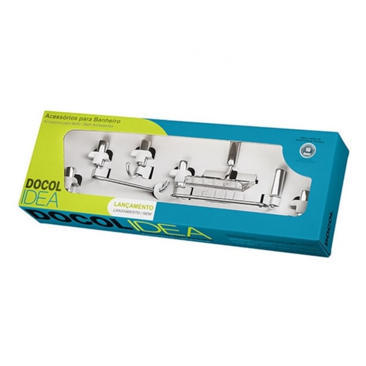 Kit De Acessórios De Parede Para Lavatório Com 5 Peças Idea Cromado Docol - Imagem principal - eaf95142-9b5e-4fc6-afbd-30a0120fa6cf