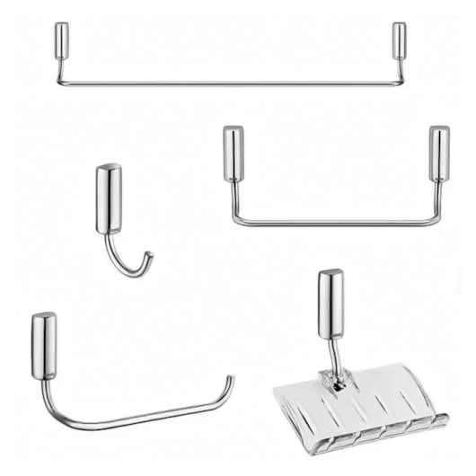 Kit De Acessórios De Parede Para Lavatório Com 5 Peças Idea Cromado Docol - Imagem principal - 83a580a6-9c42-499c-9a9c-e30982f9b5cd