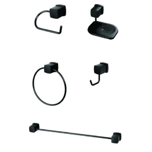 Kit de Acessórios para Banheiro Block Preto Meber - Imagem principal - f6e5c4a4-f3a2-4fc5-a683-d8e938b679e0