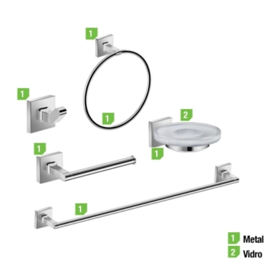 Kit De Acessórios Up 5 Peças Cromada Celite - Imagem principal - 6b864a98-fc9a-42e0-ab82-a49b0e2d426d