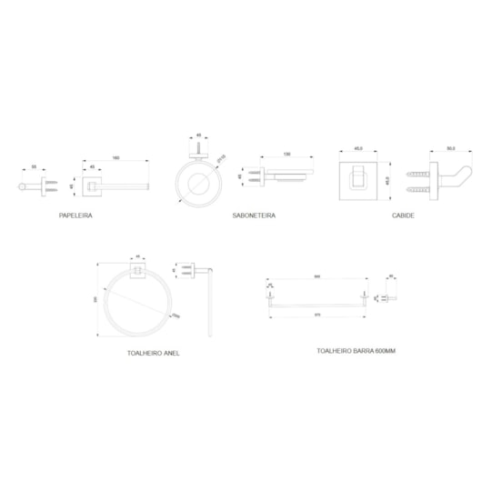Kit De Acessórios Up 5 Peças Cromado Celite - Imagem principal - 296a004c-0037-4f1d-8299-a0c935c324ff