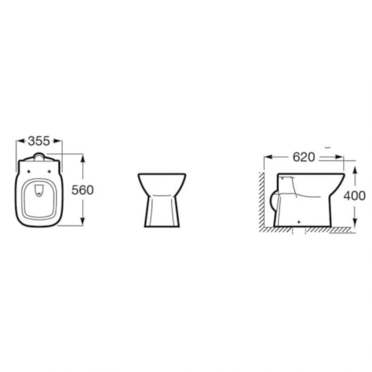 Kit de bacia convencional com assento termofixo e itens de instalação Gap Stone Roca  - Imagem principal - 4dcccf67-ab43-4a2d-8102-be9023070534