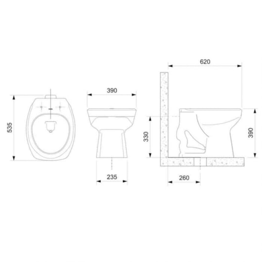 Kit de bacia convencional e itens de instalação thema cinza platina Incepa - Imagem principal - db45361f-d75d-4802-bf58-4085c52c33d9