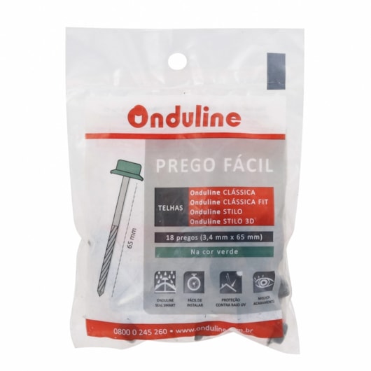 Kit De Fixação Prego Fácil Com 18 Unidades Verde Onduline - Imagem principal - 9aeb967e-a388-4136-a513-01cba7cdfda5