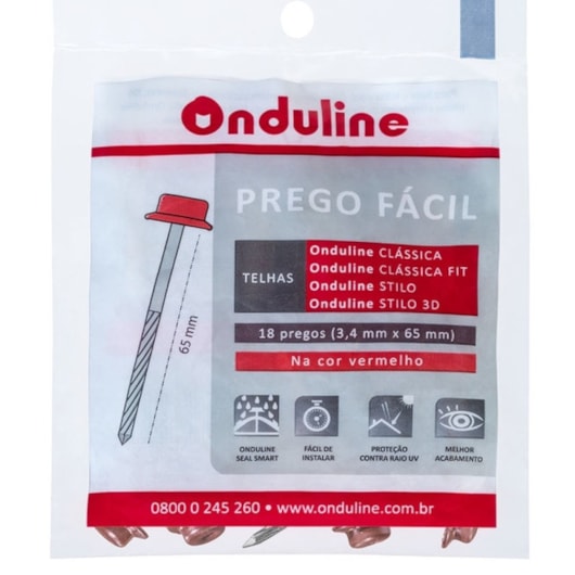 Kit De Fixação Prego Fácil Com 18 Unidades Vermelho E Marrom Onduline - Imagem principal - 2ee4b51b-84b8-42ce-b5e2-b7b8fde25e18