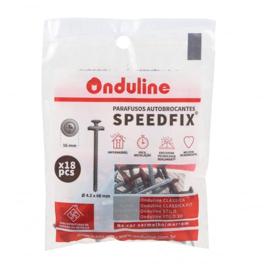 Kit de Parafuso Speedfix Com 18 Unidades Vermelho E Marrom Onduline - Imagem principal - 6ad7c76a-65ea-46e9-a1eb-f0bf8c2bf18b