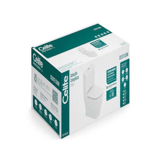 Kit De Vaso Caixa com Assento PP Soft Close Instalaçao Slim Branco Celite - Imagem principal - 85fd21fe-da05-4510-95b8-f08c08c3b09f