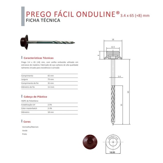 Kit Fixação Prego Fácil Preto Com 18 Unidades Onduline  - Imagem principal - 4a05bf7c-15e2-4409-85cc-3a92b5455d8f