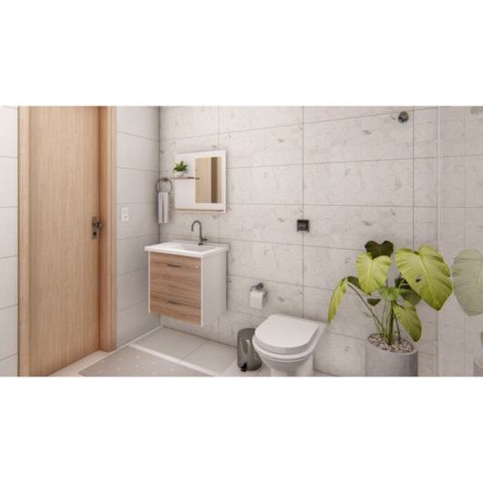 Kit Gabinete Suspenso Genova Com Gaveta, Espelho e Pia Nogal Rorato 55,4cm  - Imagem principal - 9590f707-0f5c-476a-af80-cbd26816d65f