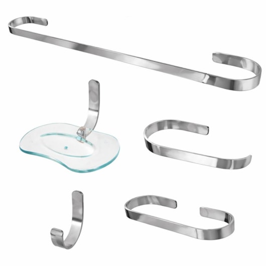 Kit Para Banheiro Clean 5 Peças Cromado Romar - Imagem principal - 370f25be-bf58-4289-9724-683413e388b4