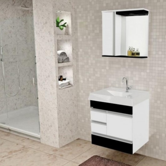 Kit Para Banheiro Nápole 59,5cm Preto/branco Rorato - Imagem principal - 64824ff7-b6a6-401f-bb0d-1c790d86c031