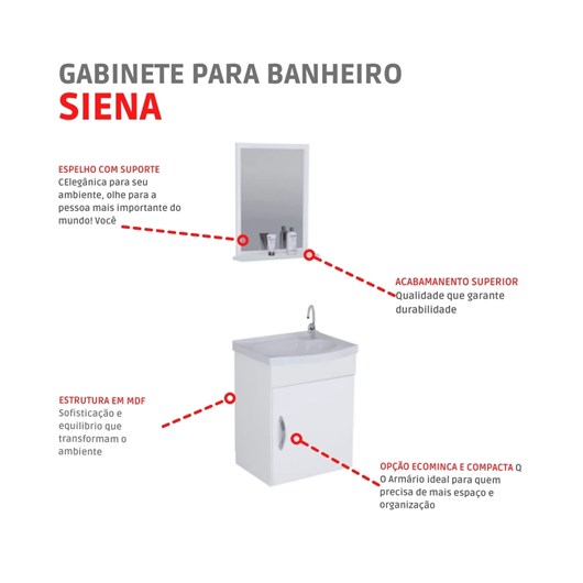 Kit Para Banheiro Siena 39cm Com 1 Porta 578202 Branco Rorato - Imagem principal - 87c945ae-ee11-4c27-aa57-ada99ac5ca04